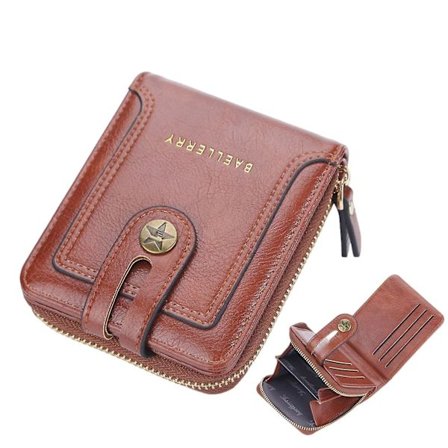 Herre Kort Pung Lynlås Kortholder Med Møntrum Fuld Lynlåslomme Pung