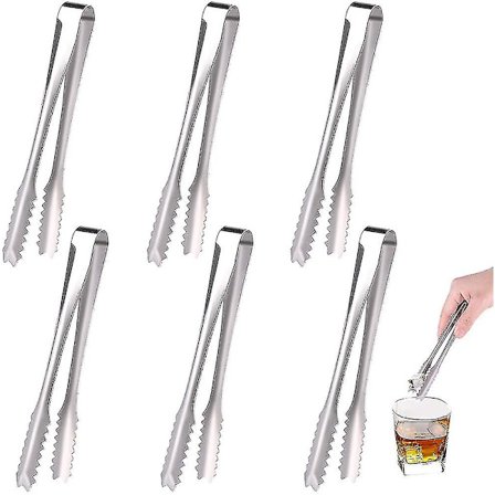 6-pakning rustfrie stål istang sukkerstang serveringstang liten kjøkkentang