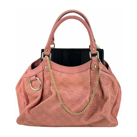 Gucci Vintage, Pre-owned Gucci Handbag Gg Ssima Sukey Medium Pink Leather Tote Added Insert B494 Roze, Dames, Maat:ONE Size,stof