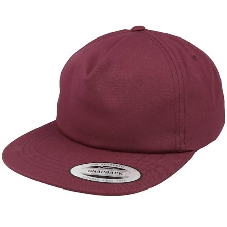 Yupoong - Červená snapback Kšiltovka - Unstructured 5-panel Maroon Snapback @ Hatstore