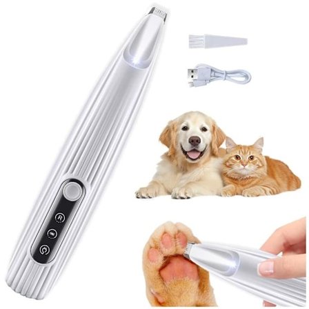 Støjsvag Hundetrimmer til Pote, USB-Opladelig med LED-Lys, Præcisionsklipning