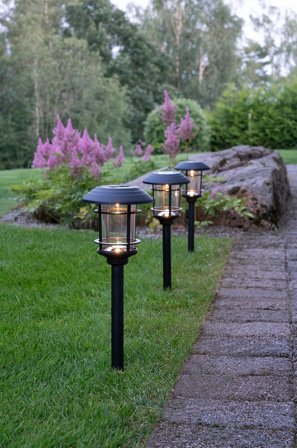 Jotex - Stolpelykt, solcelle Fride, 3-pk Black mdf / metall - Kjøp Utebelysning hos Jotex