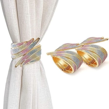2st dekorativa gardinband i glänsande metall fjäderdraperi