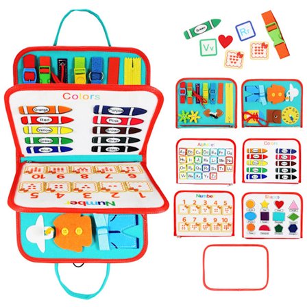 Montessori Busy Board for Småbarn, Sensorisk Leker, Førskolelæring, Pedagogiske Reiseaktiviteter for Gutter, Finmotorikk