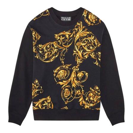Versace Jeans Couture, Regalia Baroque Sweatshirt Zwart, Heren, Maat:M