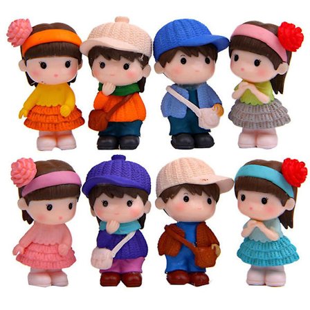 8-delad kreativ mikrolandskapsstaty pojke flicka staty dekoration gradient prydnad (färg) (5.30X3.00X3.00CM, färg)