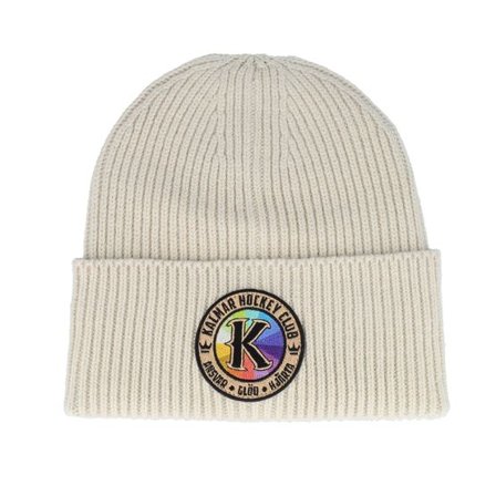 Hatstore - Beige cuff Beanie - Kalmar HC Rainbow Patch Oatmeal Oversized Cuff @ Hatstore