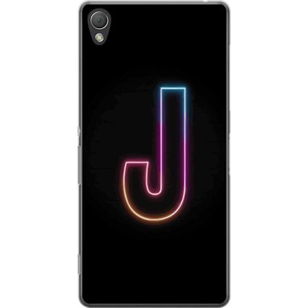 Kompatibelt Mobildeksel til Sony Sony Xperia Z3 Minimalistisk neonbokstav J i fargeskiftende lys mot svart bakgrunn