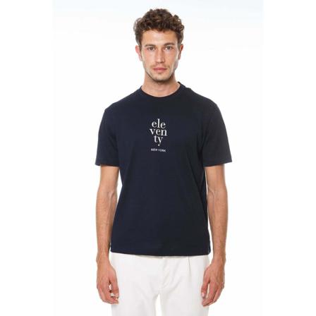 Eleventy, T-shirt Blauw, Heren, Maat:XL,Katoen