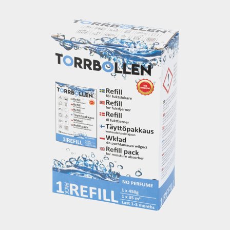 Cartuccia assorbiumidità per deumidificatore Torrbollen Refill, confezione da 1, 450 grammi