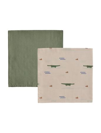 Crocodile Muslin - Pack Of 2 Baby & Maternity Baby Sleep Muslins Muslin Cloths Multi/patterned OYOY MINI