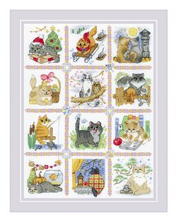 Broderikit Billede Katte - Riolis