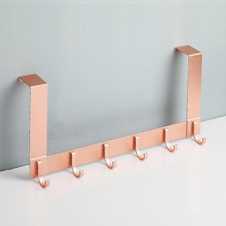 Dørkrog med 6 aluminiumskroge, egnet til 35-45 mm tykke døre, ingen stansning, dørhængere til ophængning af frakker og hatte