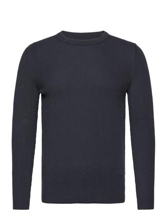Tight Cotton Ulf Knit Tops Knitwear Round Necks Navy Mads Nørgaard