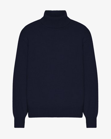 Merino Wool Turtleneck - Navy Blue S