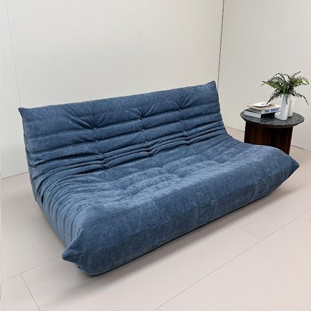 Togo Tresitssoffa - Blå - Klar att använda, ergonomisk komfort, dubbla lager skum, premium soft-touch tyg