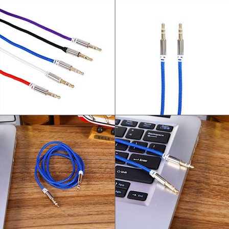 Ljudkabeladapter Jack 3,5 mm AUX-kabel Hane till Hane Bilhjälpkabel Stereokabel Röd
