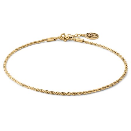 Tobillera para hombre con cadena de cuerda de acero inoxidable en tono dorado para hombres - Tobilleras