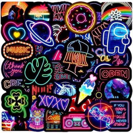 100 stk Neon Style Vannflaske Klistremerker Bærbar Vinyl Søt Vanntette Tastatur Klistremerker Skrapbok Klistremerker Datamaskin Hydroflask 