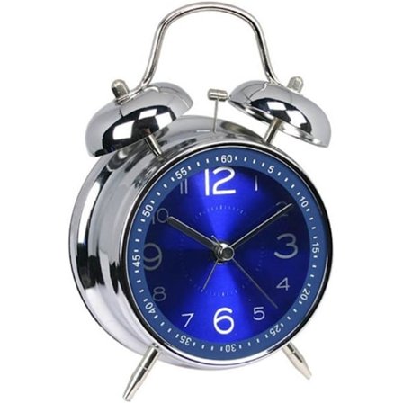 4" Metall Tvillingklocka Väckarklocka Sängbord Enkel Inställning Hög Batteri