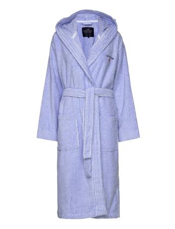 Unisex Striped Cotton-Mix Hoodie Robe Morgenkåbe Badekåbe Blå Lexington Home