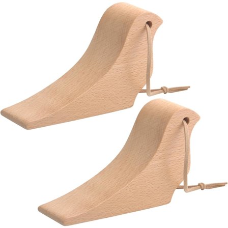 Dørkile i tre, sett med 2 fugleformede dørblokker i tre, dørstopper i bøketre, dørstopper med stropp gulvbeskytter