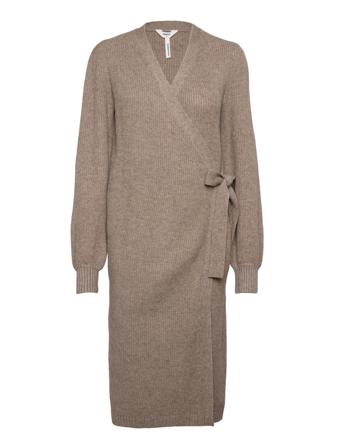 Objamelia L/S Knit Wrap Dress 122 Dresses Wrap Dresses Beige Object