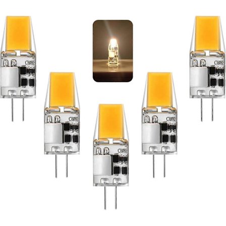 G4 LED-pære, LED G4 4W tilsvarende 50W halogenlampe, AC/DC 12V G4-pærer, ikke-dimbar, varmhvit 3000K 500LM øyebeskyttelse, 5 stk. [DB]