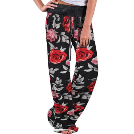 Dam Med Elastisk Midja Med Breda Ben Loungewear Randig Palazzo Byxa