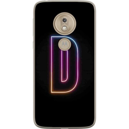 Kompatibel Mobilcover til Motorola Motorola Moto G7 Play Minimalistisk neonbogstav D i farveskiftende lys mod sort baggrund i moderne digital design