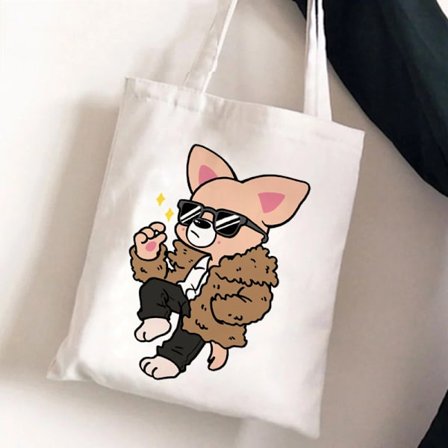 Suuret Black Friday -tarjoukset! Stray Kids Skzoo -painettu kangaskassi olkalaukku opiskelijoiden muotiostoskassi