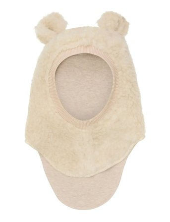 Balaclava Ears Wool Teddy Cream Huttelihut