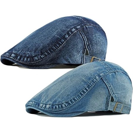 2-pakks Herre Denim Bomulls Newsboy Caps Ivy Gatsby Kjøring Jakt Cabbie Hatter