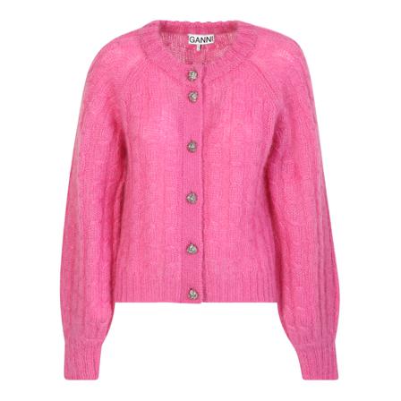 Ganni soft mohair blend cardigan Pink, Dame Cardigans