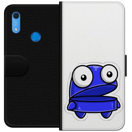 Kompatibel Tegnebogsetui til Huawei Huawei Y6s (2019) Blå tegneseriefigur med åbent udtryk og store øjne i sjov illustration