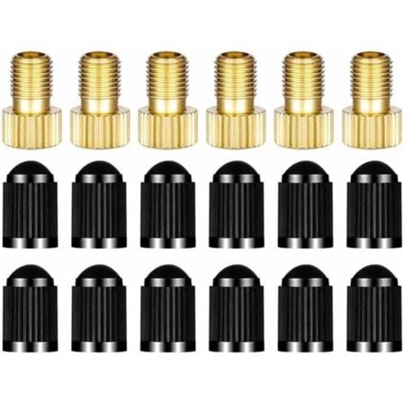 6 stycken Presta-ventil-adapter, konvertering av Presta till Schrader för cyklar, pumpa dina däck med en standardpump eller luftkompressor,