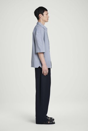 COS Men's Camisa De Manga Corta De Algodón in Azul