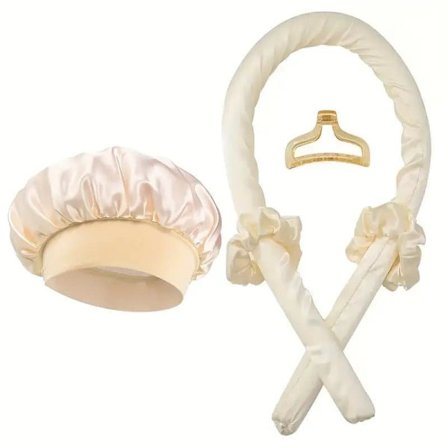 5-delars Värmefria Hårcurlers / Hårlockare – Hårrullar med Satin Sovmössa, Klämmor och Ringar, Locka Håret Utan Värme_TF_TF