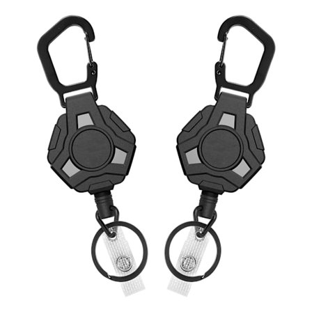 2-pakks Retraherbar Nøkkelring, Heavy Duty Karabinklips Badgeholder, T