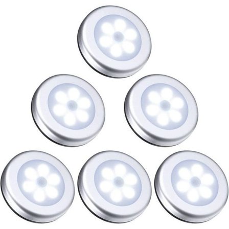 RU-LED-skåplampa/garderobslampa 6 LED-nattlampa med rörelsesensor och magnetisk bas