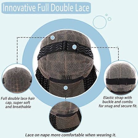 Laatikkolettiperuukki naisille solmuton palmikkoperuukki pitsi otsaperuukki