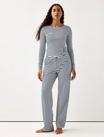 Lindex Trousers Pyjama Jersey Wide Le - White - S