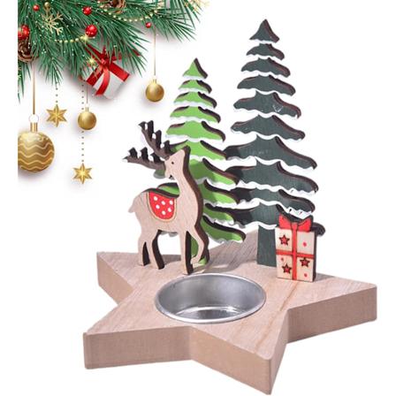 Julelysstake | Tre-julemann og elg telysholder Elk model