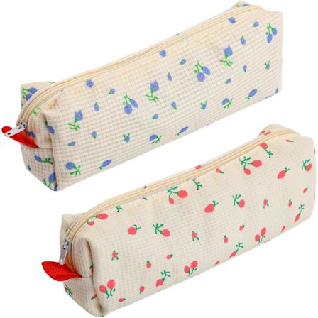 Söt Blommig Pennfodral Pennväska Bärbar Dragkedja Pennorganisatör Väska för Kontorsmaterial Kosmetika Sminkverktyg Väska Förvaringsväska Rese Ac