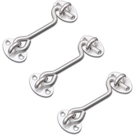 3-pakning lås til låvedør, 4'' kraftig lås i rustfritt stål med krok og øye