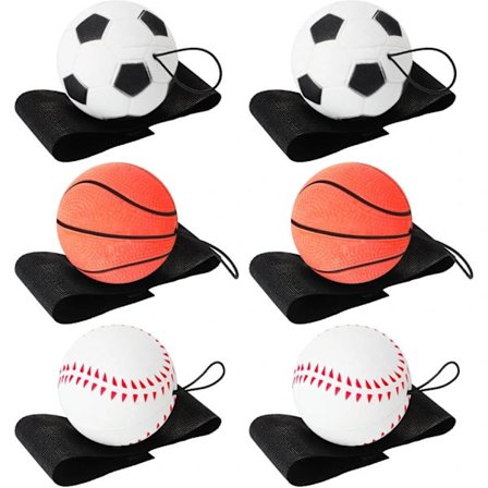 6 Stykker Håndledsreturbolde Sport Håndledsbold Inkluderer Basketball, Baseball og Fodbold På En Snor Gummi Returbold Armbånd Legetøj til Børn_tfrf