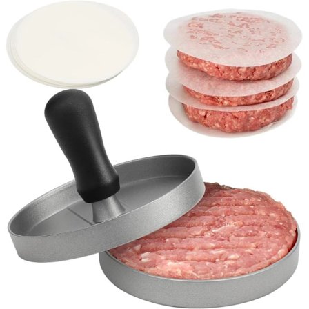 Burger Press Non-Stick Hamburger Patty Maker med Voks Papir Aluminium Burger Maker
