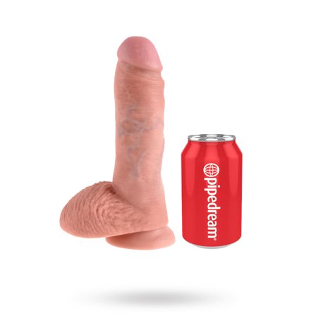 King Cock: Dildo med pung 22,5 cm - lys hudfarve - Vuxen.dk: For hende