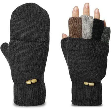 Vinterhansker Fingerløse Flip-hansker Tykke Strikket Kashmirhansker Votter Hansker For Vinter Utendørs Gåing Sykling Kjøring Hansker