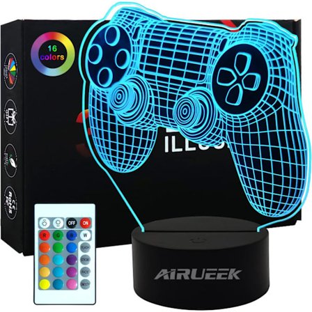 Gaming lampe PS4, 16 farver med fjernbetjeningsfunktion. 3D Usb lampe, soveværelsesdekoration kompatibel med gaming entusiaster børn mænd drenge